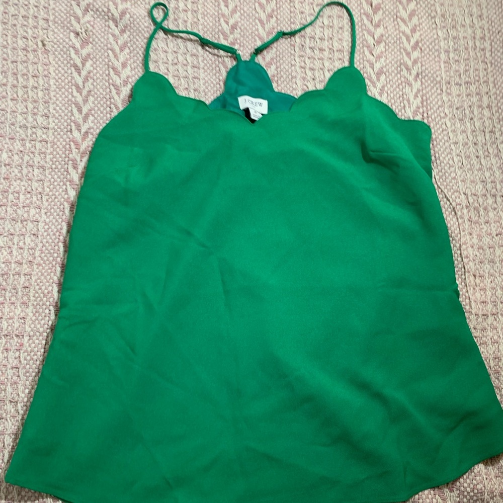 NWT J.Crew Green Scalloped Tank Top